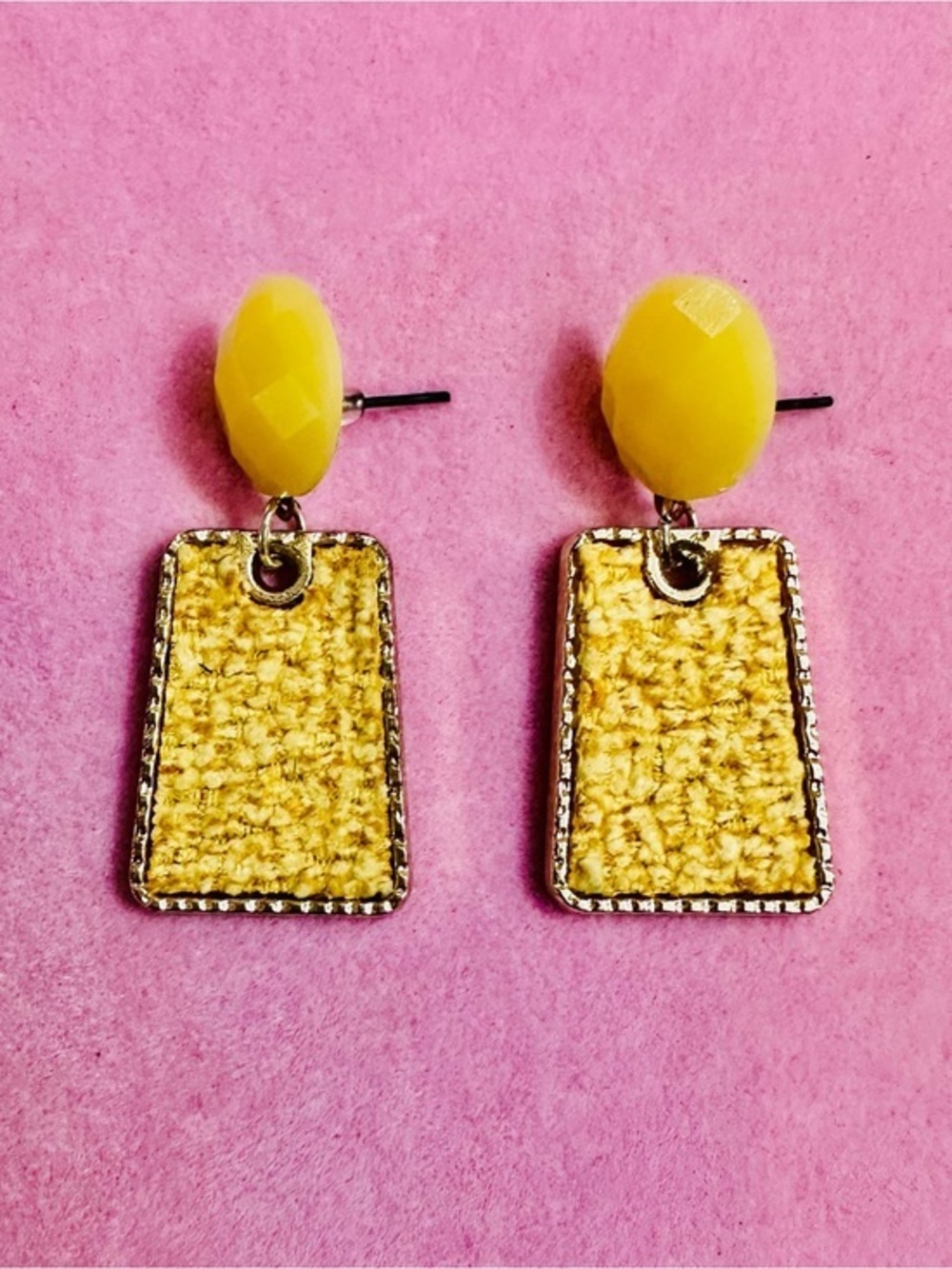 Yellow Geometric Statement Dangle Earrings
